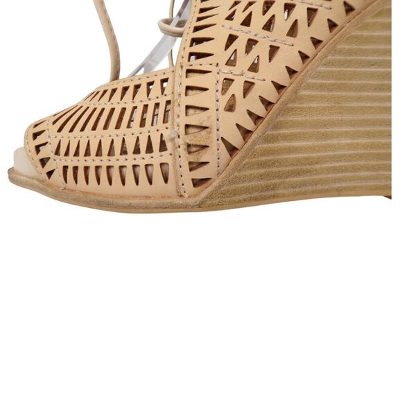 Jeffrey Campbell Rodillo Wedge Sandals Size 9 Tan Leather Lace Up #1257 - Picture 10 of 10